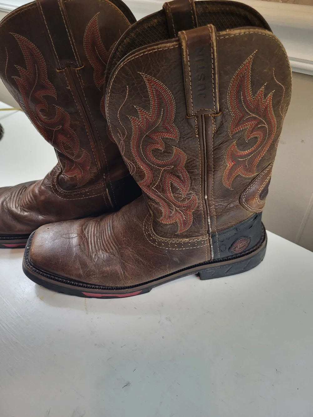 Justin Boots Brown Leather Western Work Boots - Brown